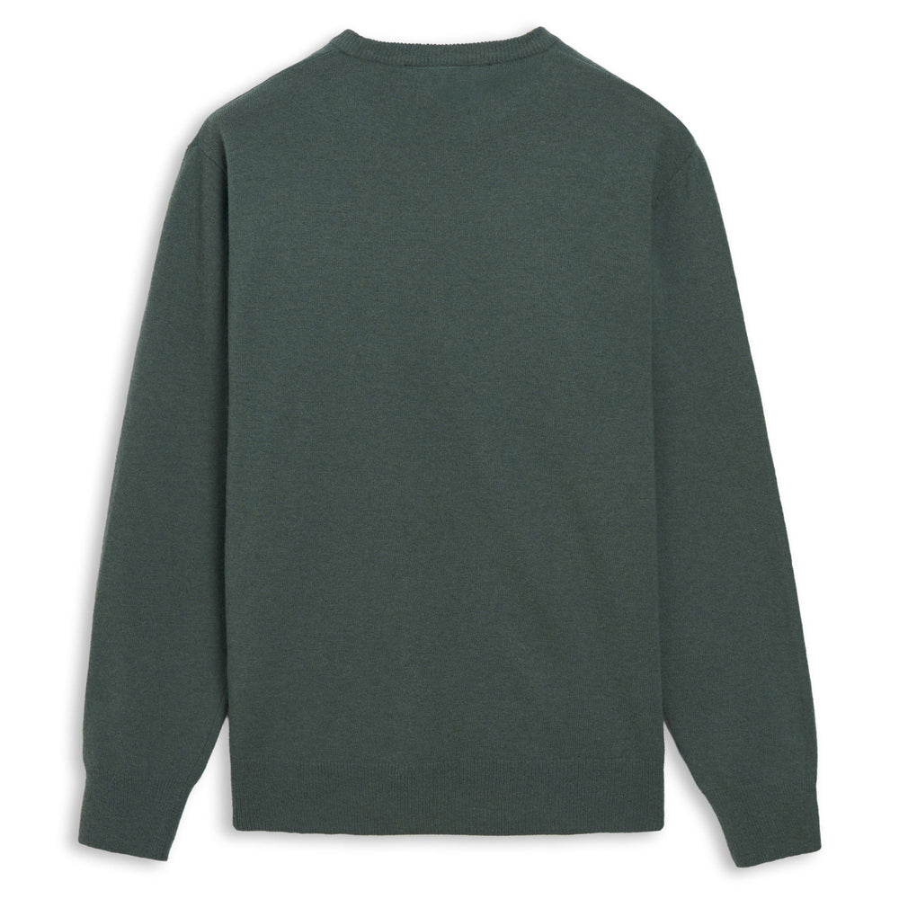 Pull en laine vert pour homme, coupe classique 02