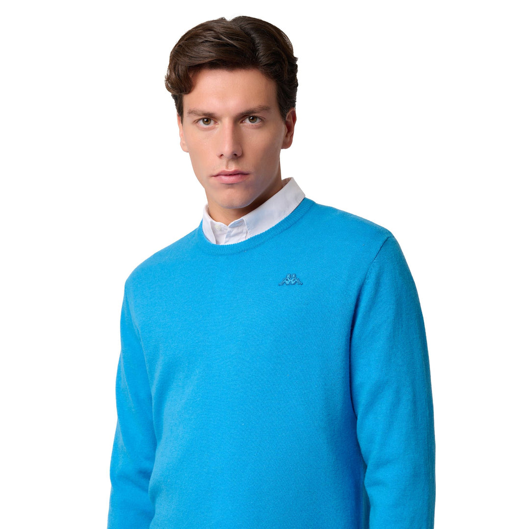 Blue Men's Lambswool Pullover Knitwear Classic Fit main