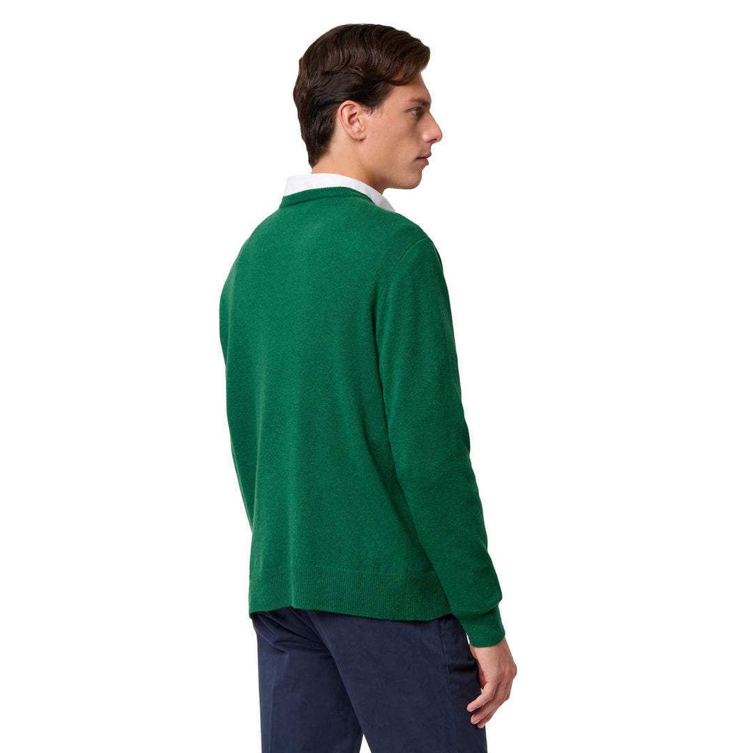 Maglione classico in lana d'agnello verde da uomo main