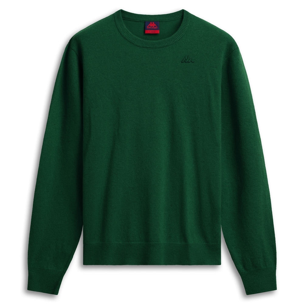 Maglione classico in lana d'agnello verde da uomo 02