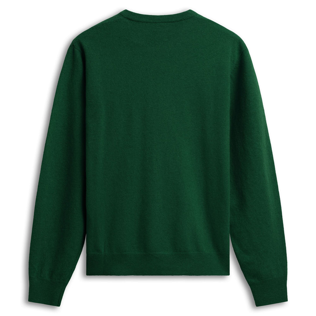 Maglione classico in lana d'agnello verde da uomo main
