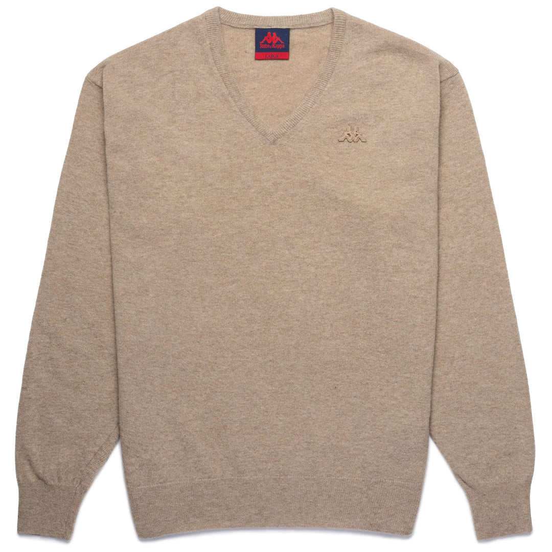 Maglione Classico Uomo in Mistura di Lambswool Marrone Beige 01