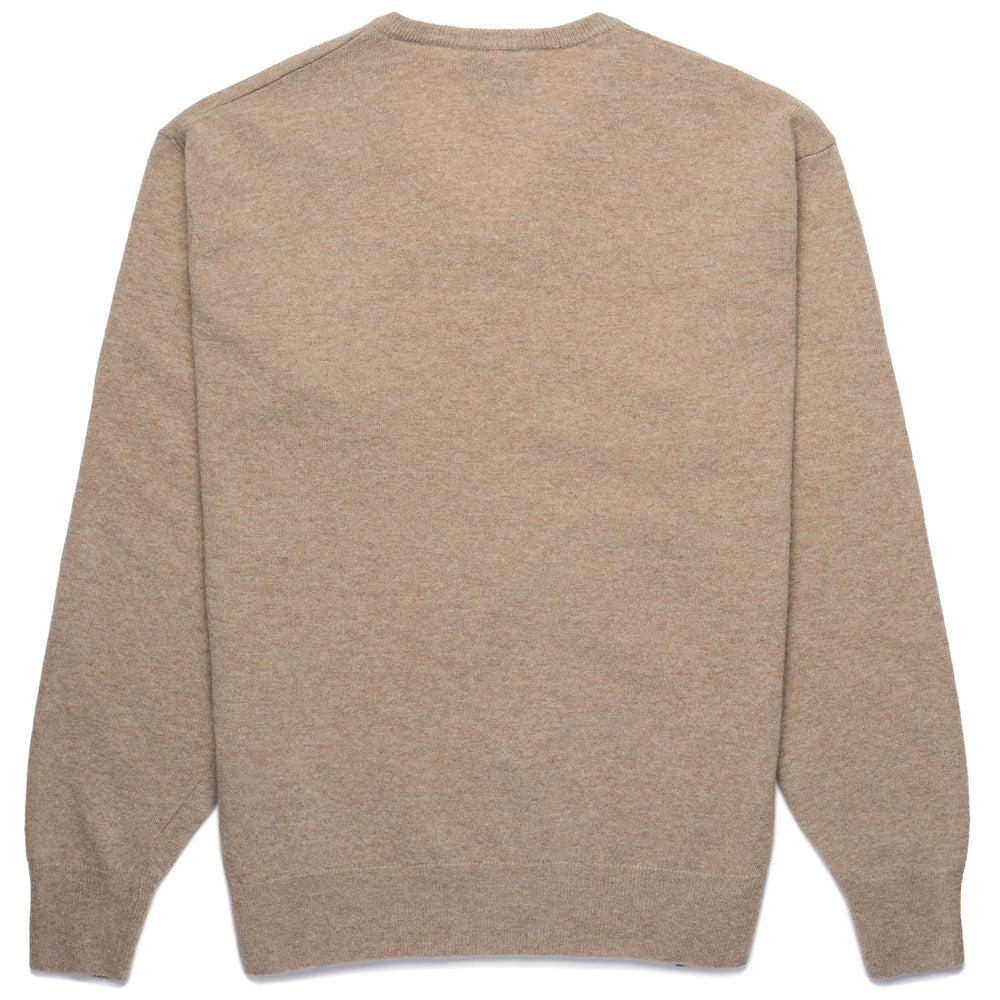 Beige Brown Men's Classic Knit Pullover in Lambswool Blend 02