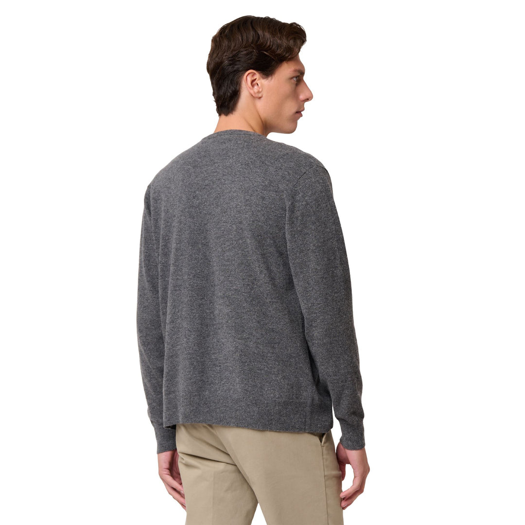 Grey Men's Classic Lambswool Knit Pullover with V-neck main