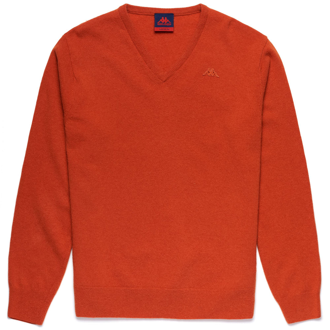 Maglione Classico da Uomo in Mistura di Lambswool Arancione Scuro 01