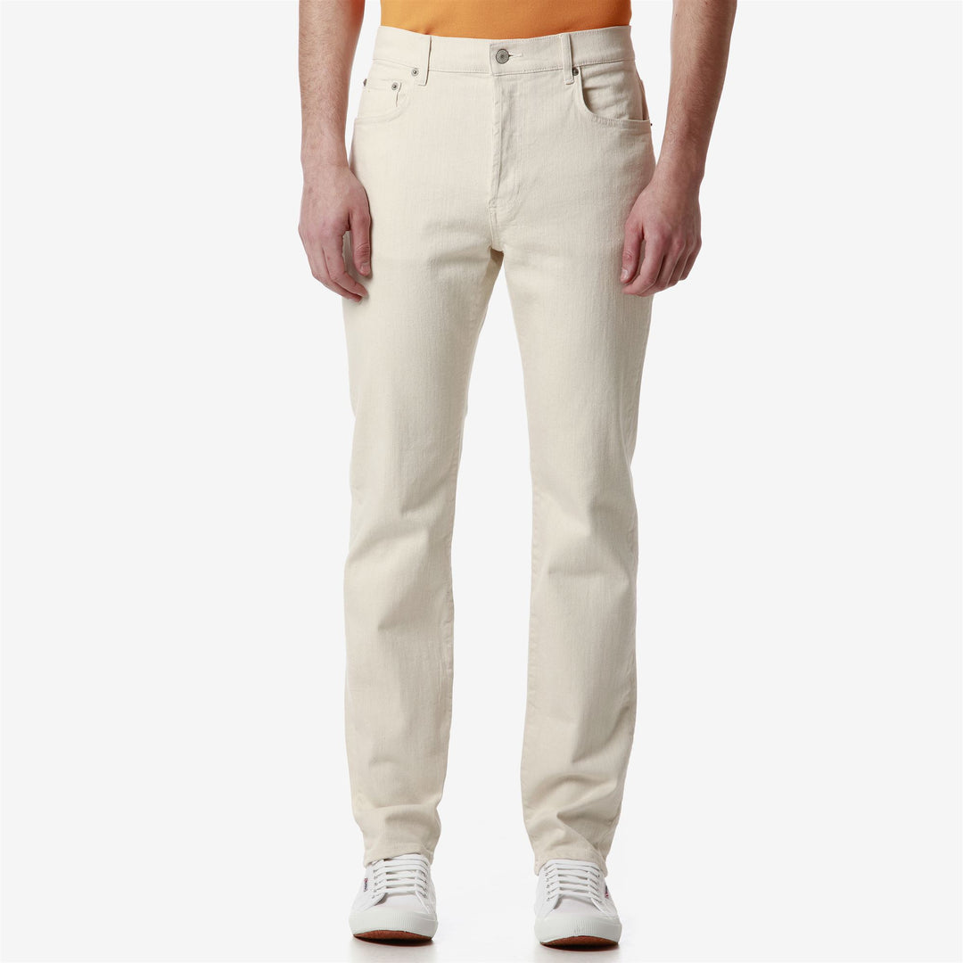 Pantaloni in Denim 5 Tasche Uomo Verde Beige Regular Fit main