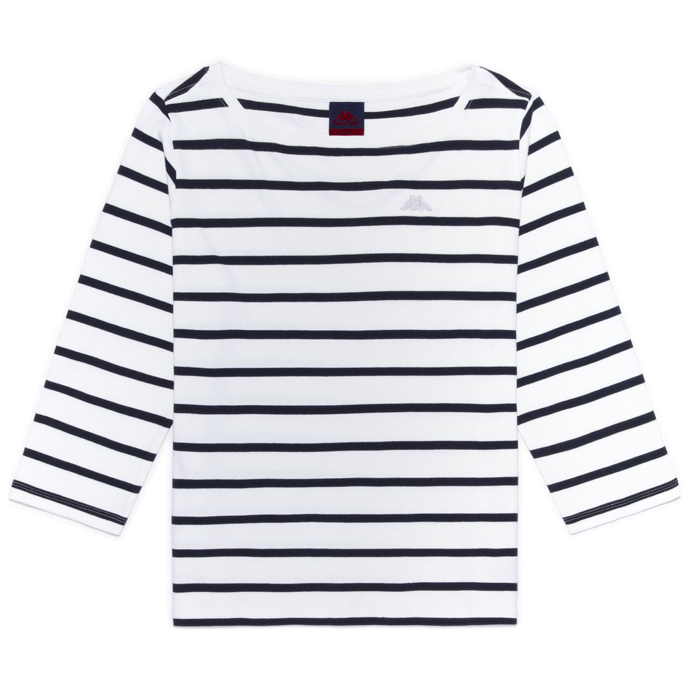 T-Shirt Classica a Righe in Cotone Donna Blu Navy 02