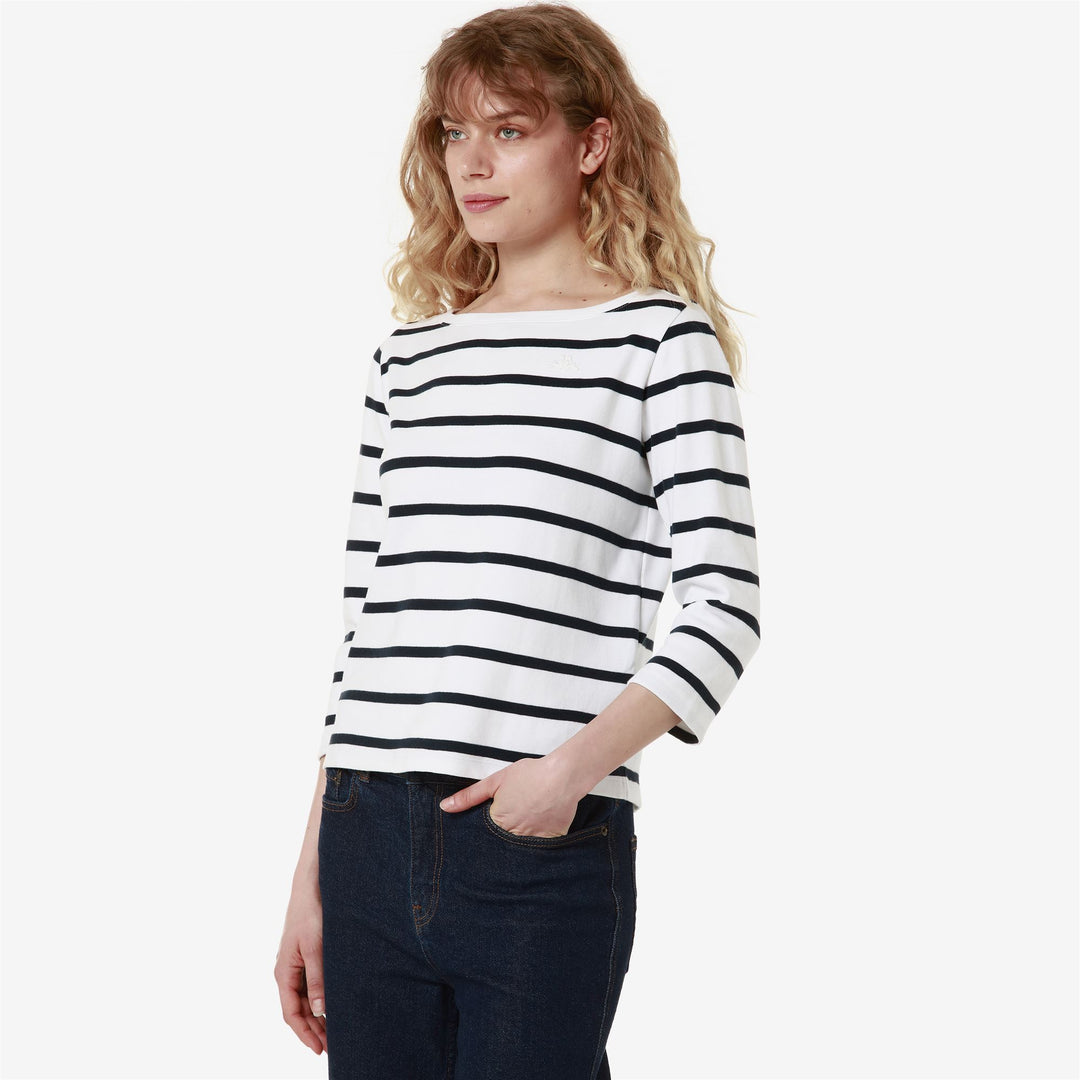 T-Shirt Classica a Righe in Cotone Donna Blu Navy main