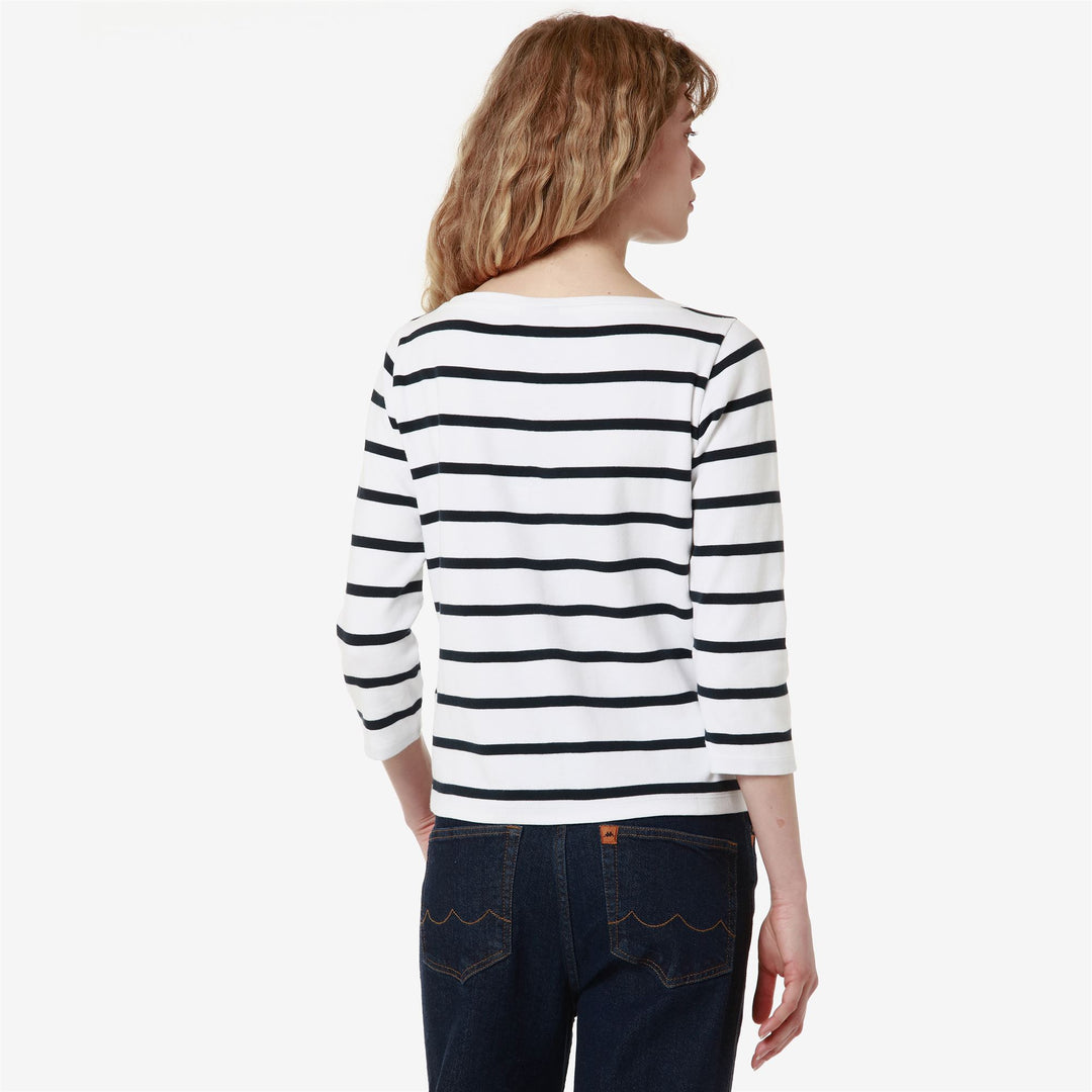 T-Shirt Classica a Righe in Cotone Donna Blu Navy main