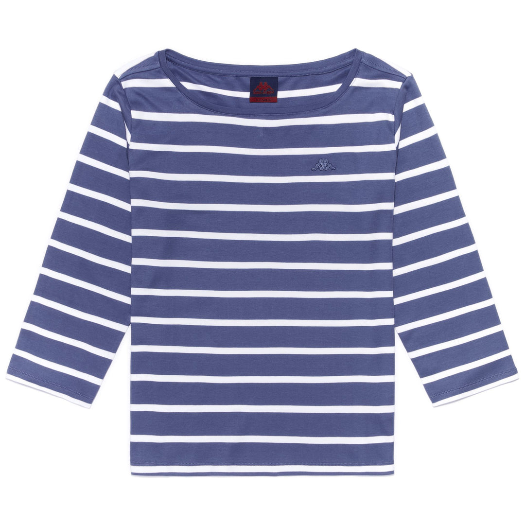 T-Shirt Classica a Righe Cotone Donna Blu e Bianca 01