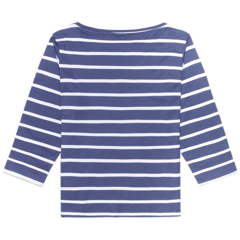 T-Shirt Classica a Righe Cotone Donna Blu e Bianca 02