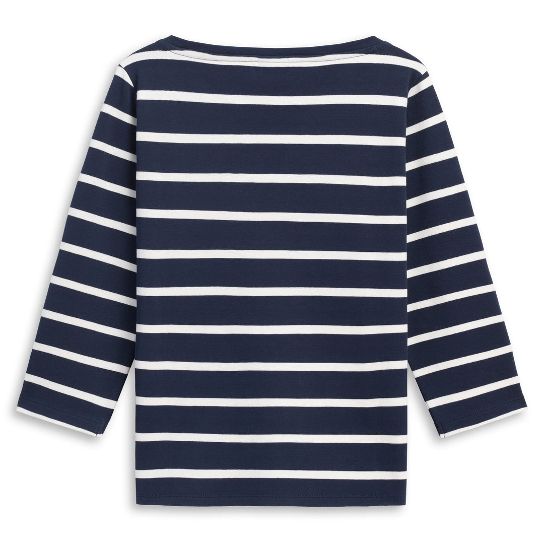 Blue Women's Regular Fit Casual Striped Cotton T-Shirt main