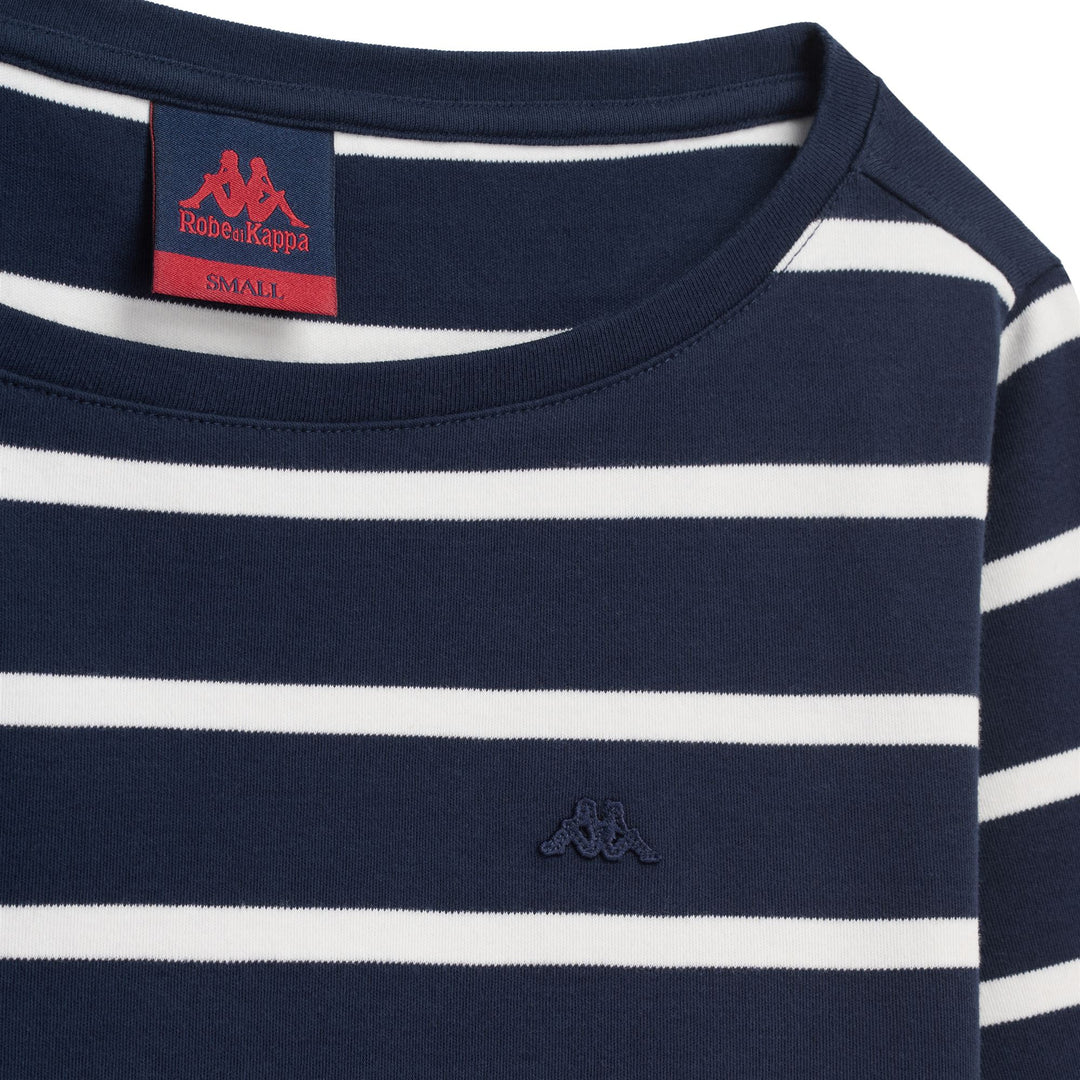 Blue Women's Regular Fit Casual Striped Cotton T-Shirt main