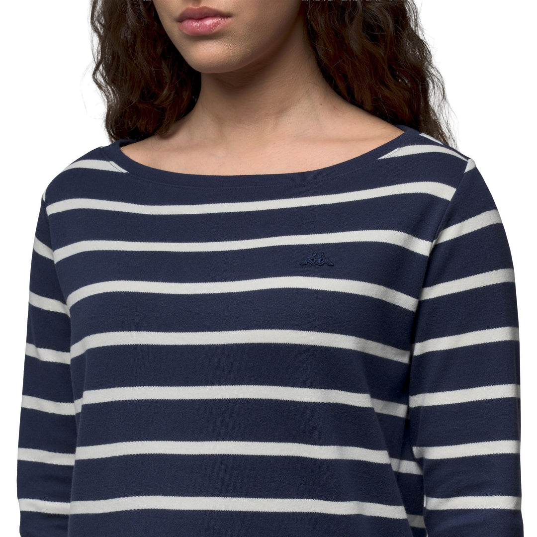 Blue Women's Regular Fit Casual Striped Cotton T-Shirt main