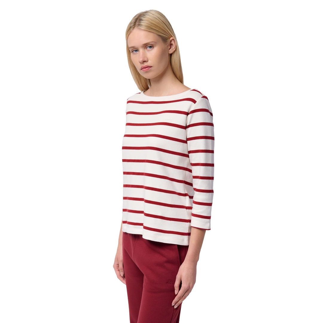 T-ShirtsTop Woman FRANCINE T-Shirt WHITE NATURAL - RED POMEGRANATE Dressed Back (jpg Rgb)		