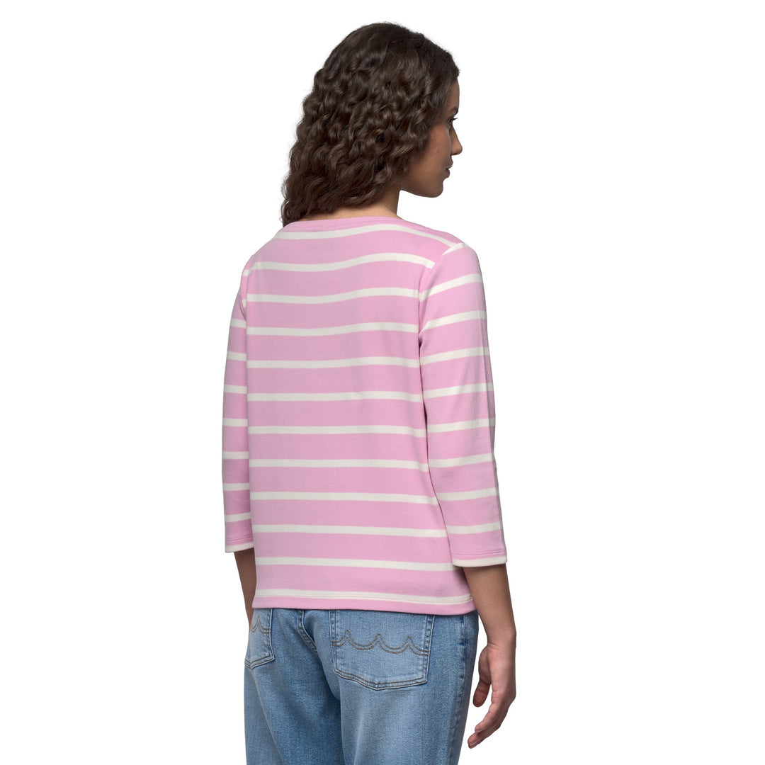 T-shirt rose pour femme, coupe classique, en coton décontracté main