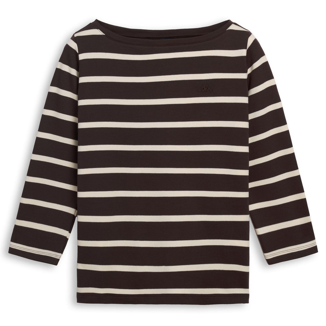 Brown Women's Regular Fit Striped Cotton T-Shirt 01