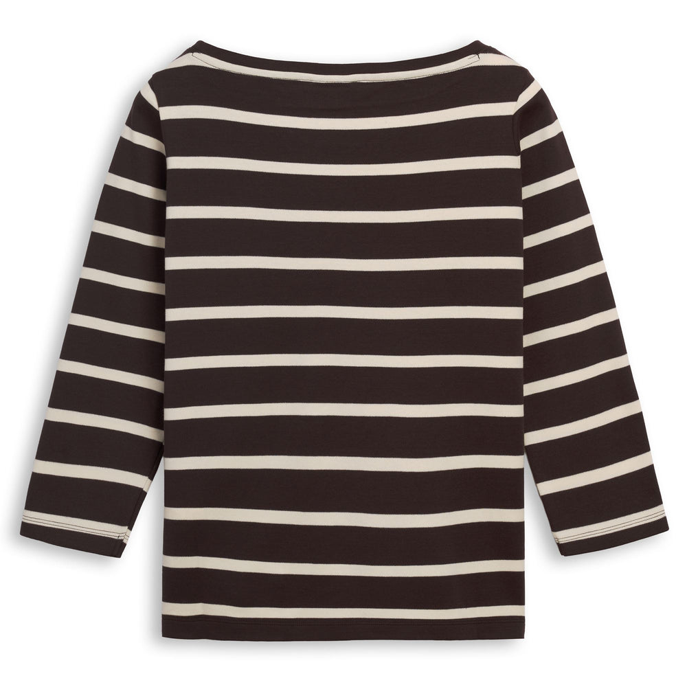 Brown Women's Regular Fit Striped Cotton T-Shirt 02