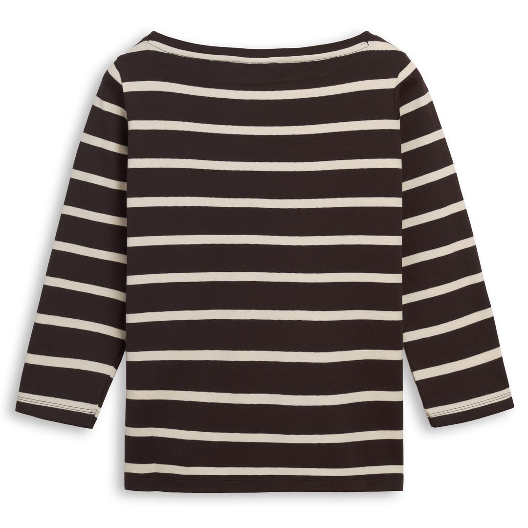 Brown Women's Regular Fit Striped Cotton T-Shirt main