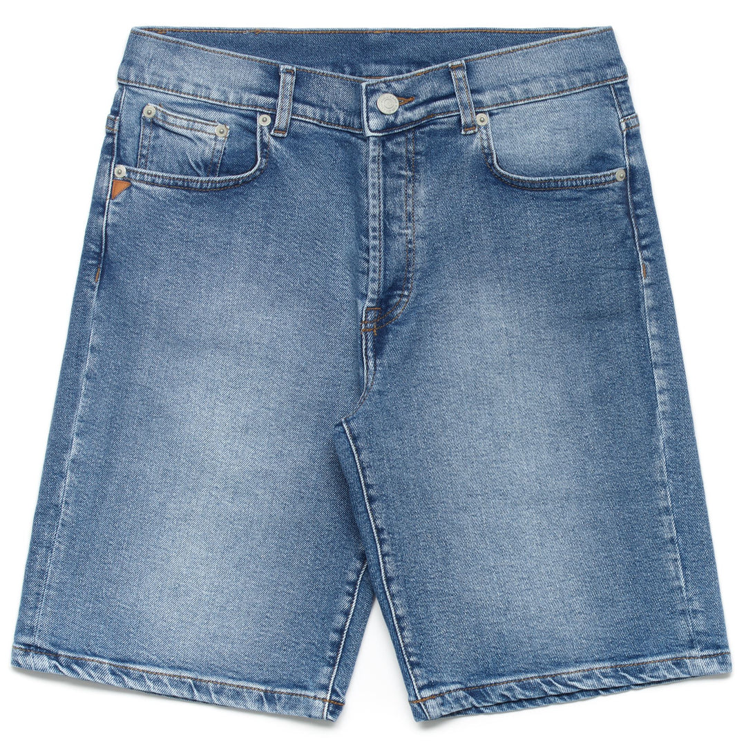Short en jean bleu clair pour homme, coupe classique, 5 poches main