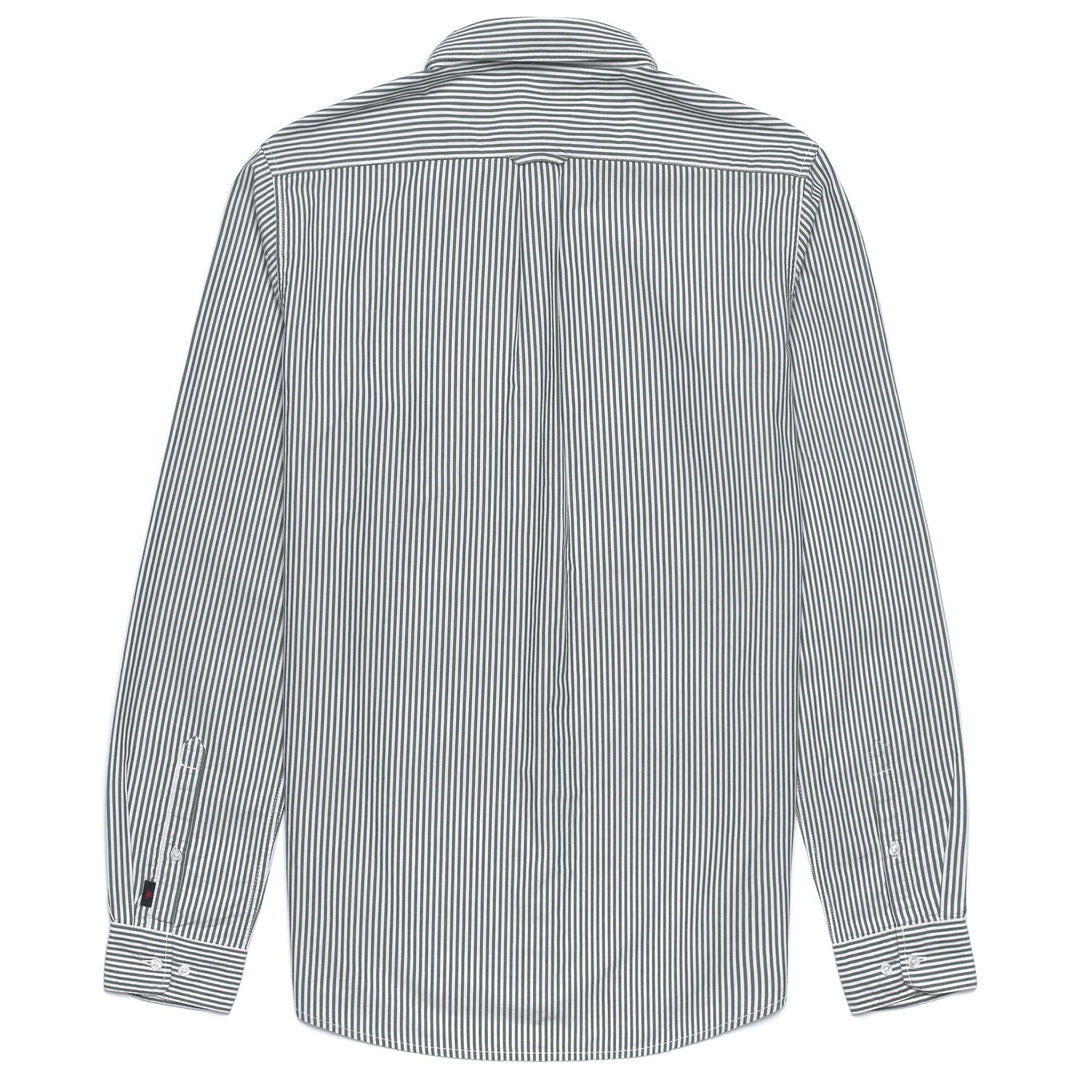 Camicia da uomo abbottonata a righe bianche e verdi in cotone main
