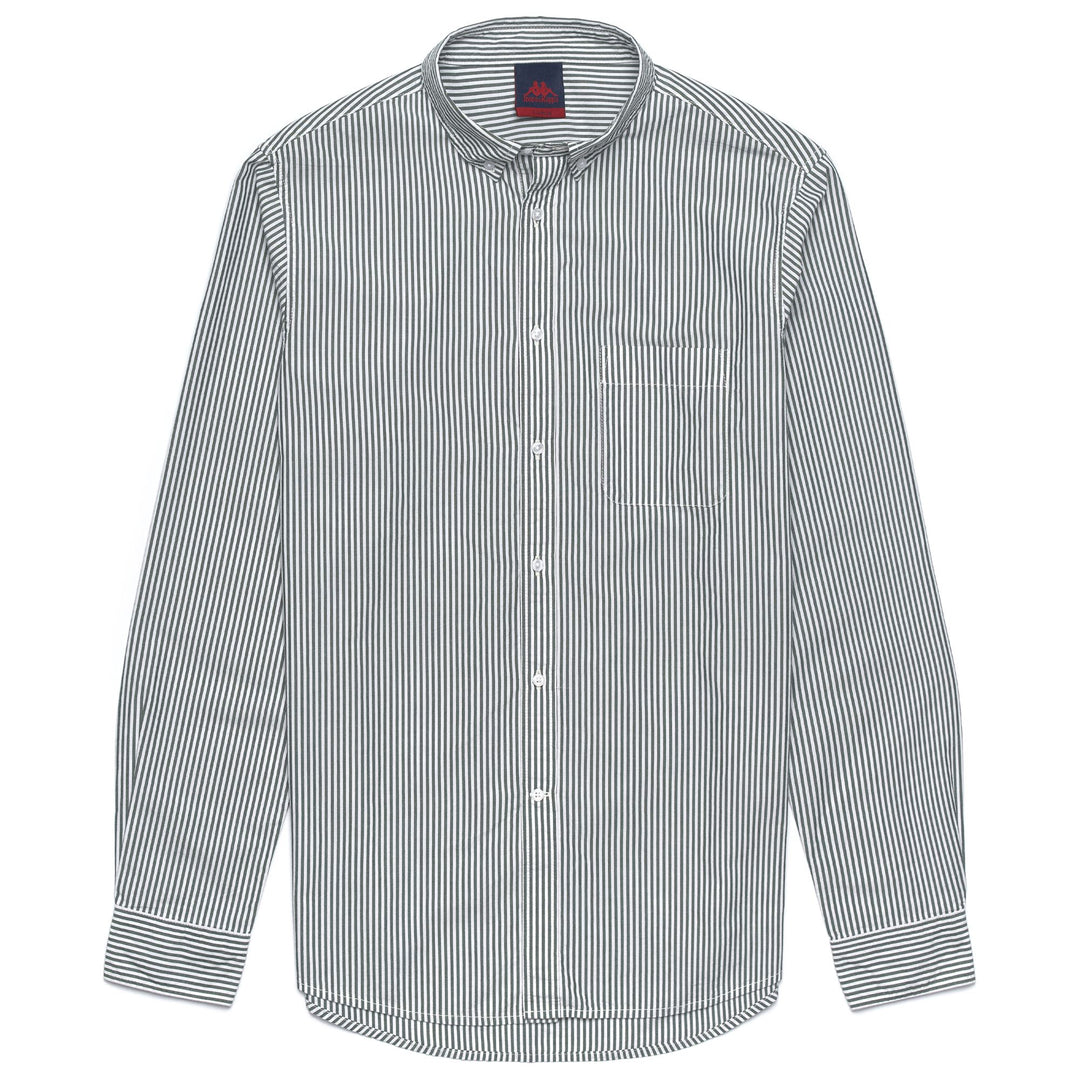 White green striped Men's Button Down Shirt in Cotton 01