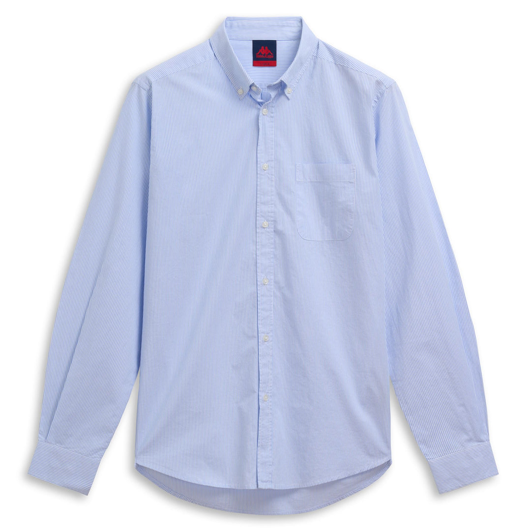 White and Azure Men's Button Down Cotton Shirt 01