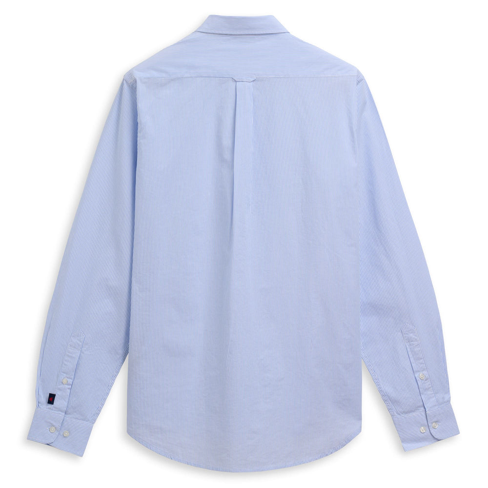 White and Azure Men's Button Down Cotton Shirt 02
