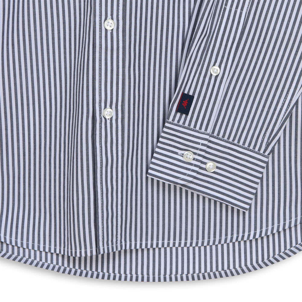 Chemise boutonnée à manches longues en coton blanc et bleu pour homme, coupe classique 02