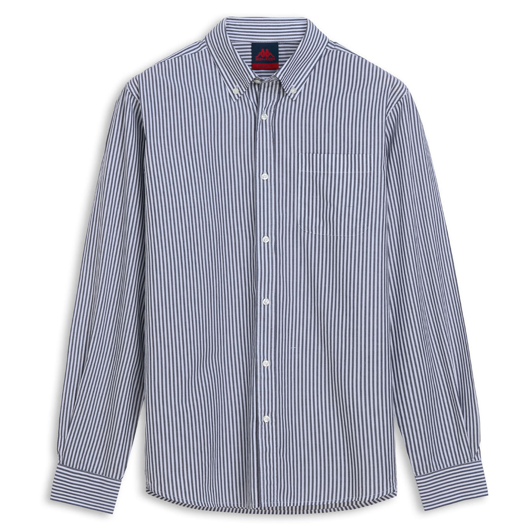 White and Blue Men's Regular Fit Cotton Long Sleeve Button Down Shirt main