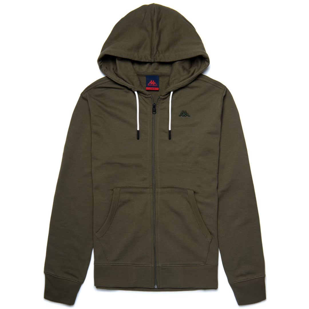 Military Green Men's Classic Fleece Jumper with Kangaroo Pocket 01