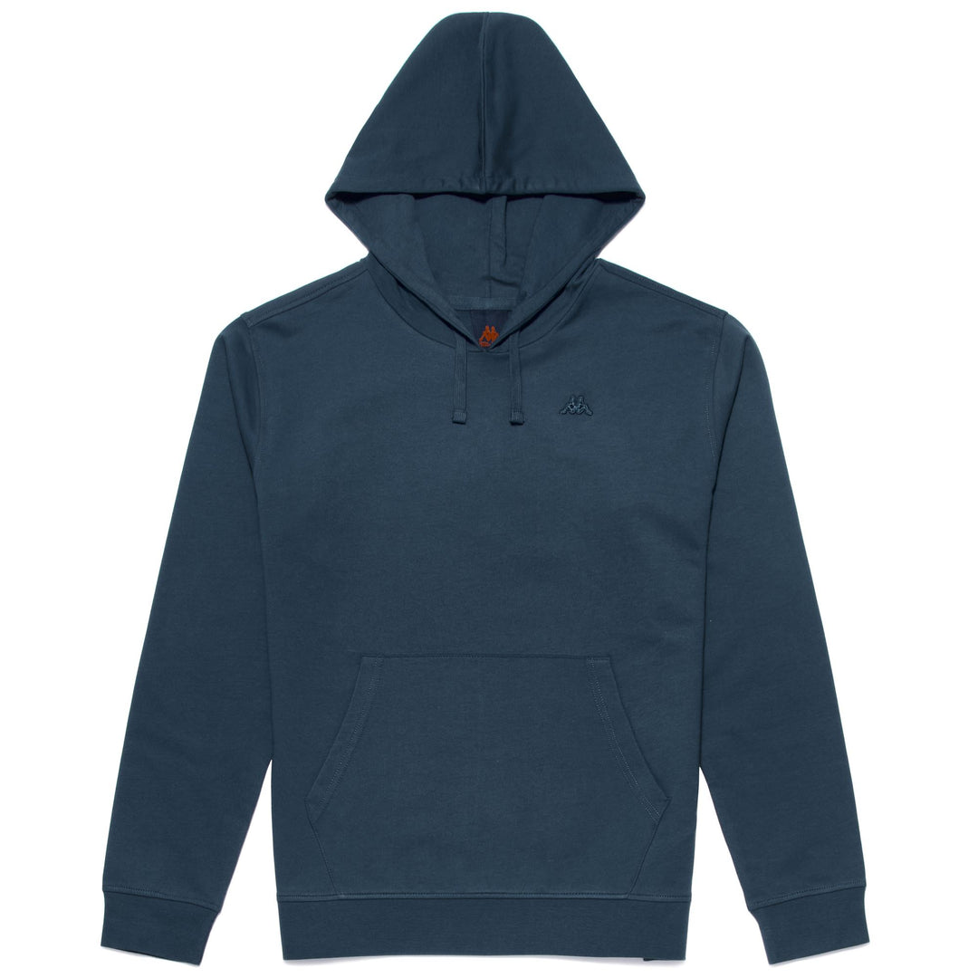 Maglione Classico in Cotone Fleece con Cappuccio Uomo Blu Majolica 01