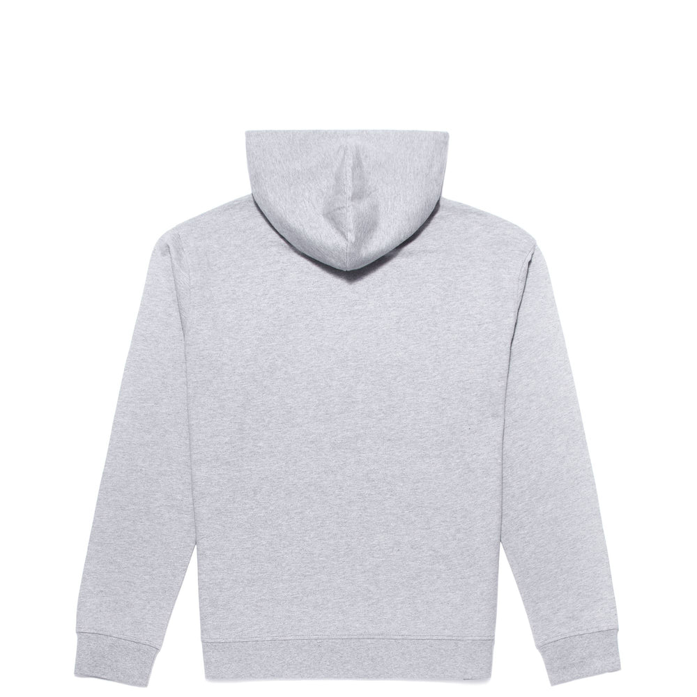 Felpa con Cappuccio in Cotone Fleece Grigia Uomo con Tasca a Canguro 02