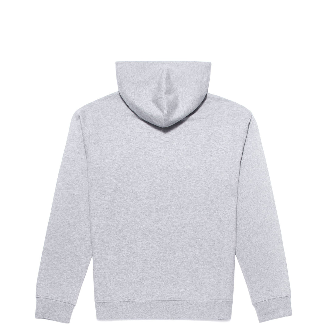 Felpa con Cappuccio in Cotone Fleece Grigia Uomo con Tasca a Canguro main