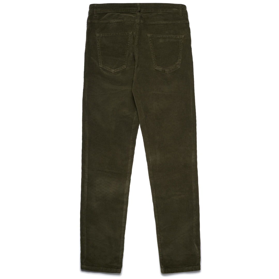 Pantaloni in Corduroy Verde Militare Uomo Slim Fit 5 Tasche main