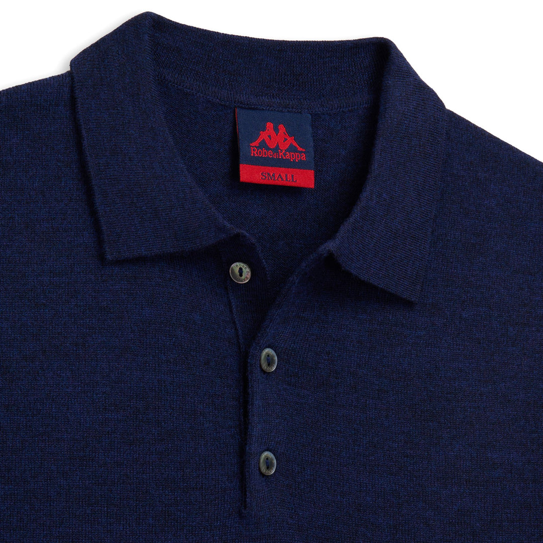Polo de punto de lana merino azul marino para hombre con corte entallado main