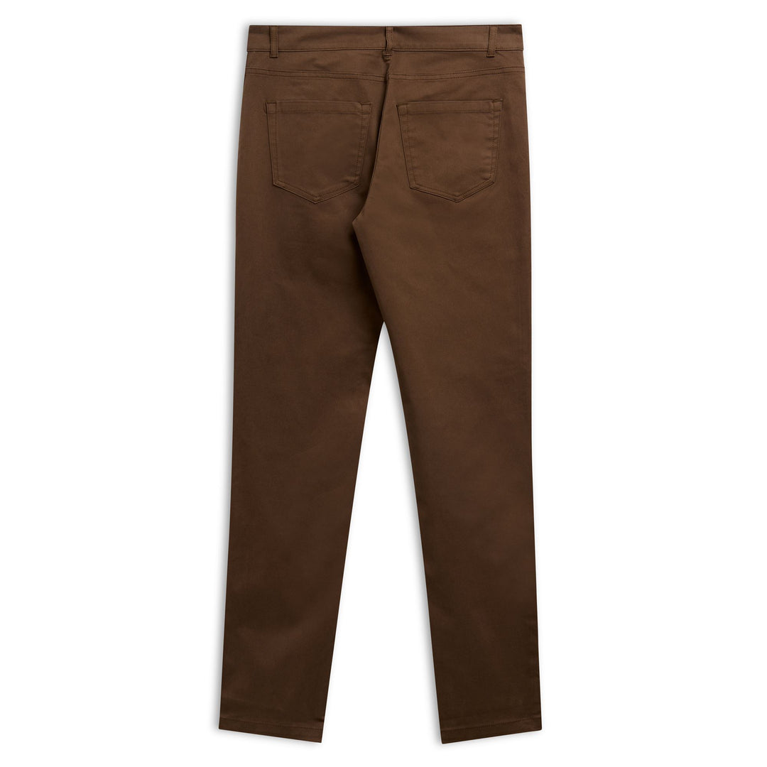 Pantaloni da uomo slim fit a 5 tasche in gabardine elasticizzato, colore marrone main