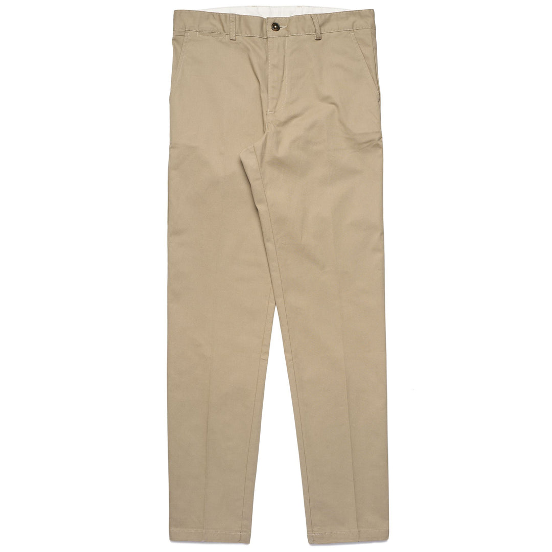 Pantalones chinos ajustados de gabardina elástica color marrón claro para hombre 01