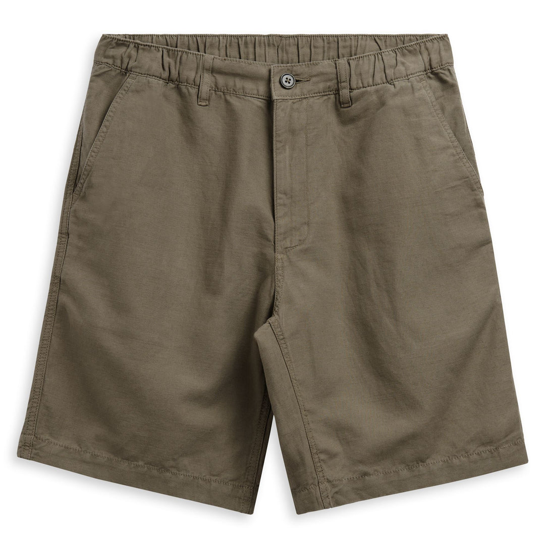 Short chino classique pour homme, en lin mélangé vert main