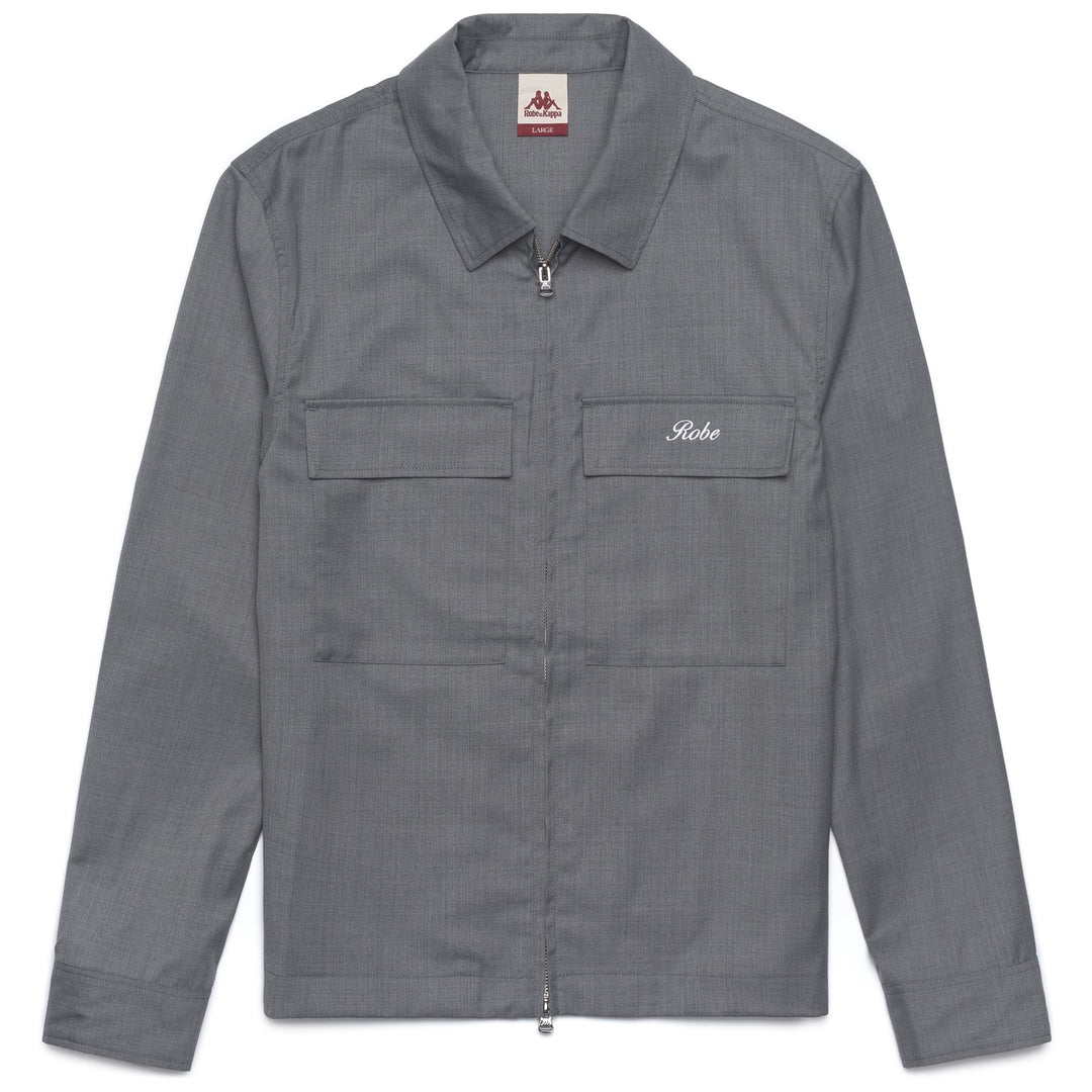 Grey Men's Overshirt with Two Chest Pockets 01