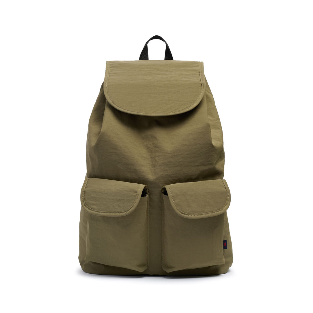 Zaino classico da donna in nylon verde con tasche frontali 01