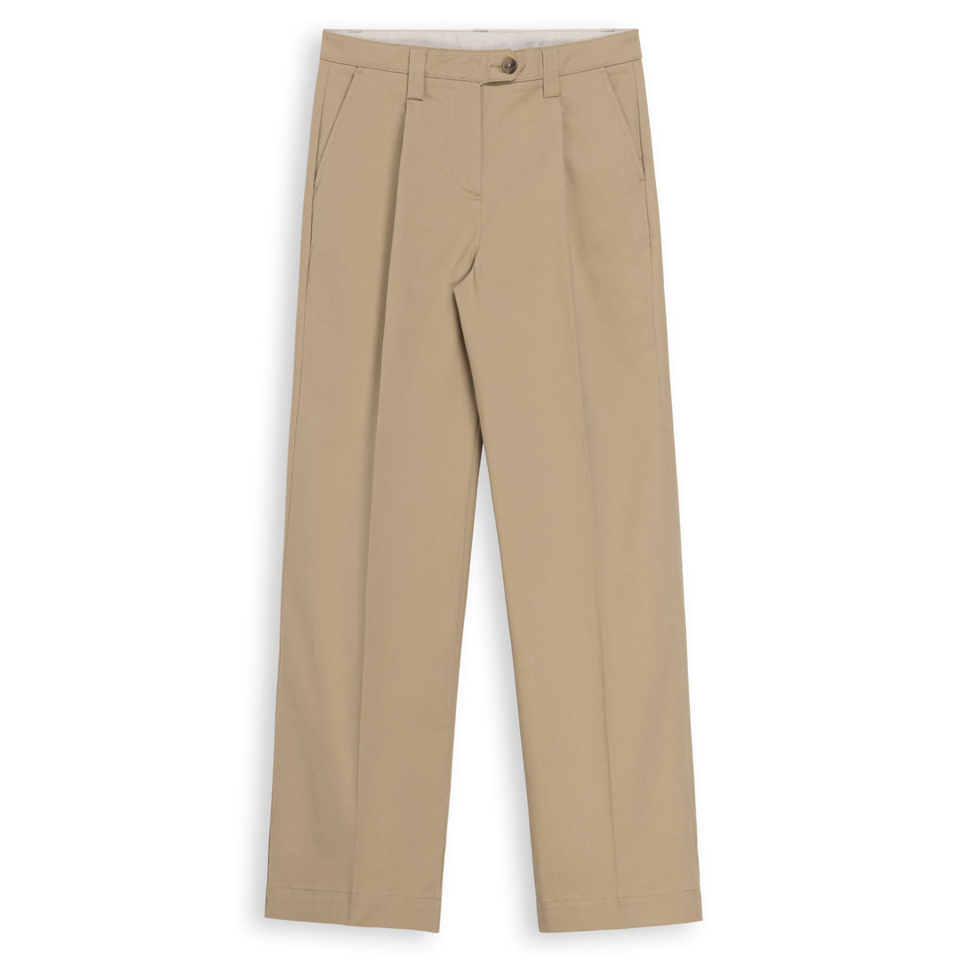 Brown Women's Wide Fit Chino Pants in Cotton main