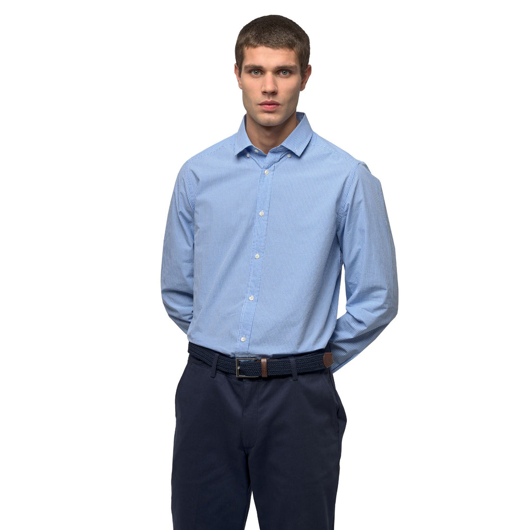 Chemise grise homme coupe slim décontractée en coton à boutons 01