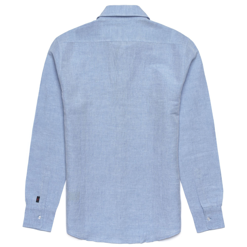 Azure blue Men's Classic Linen-Cotton Shirt with Slim Fit 02