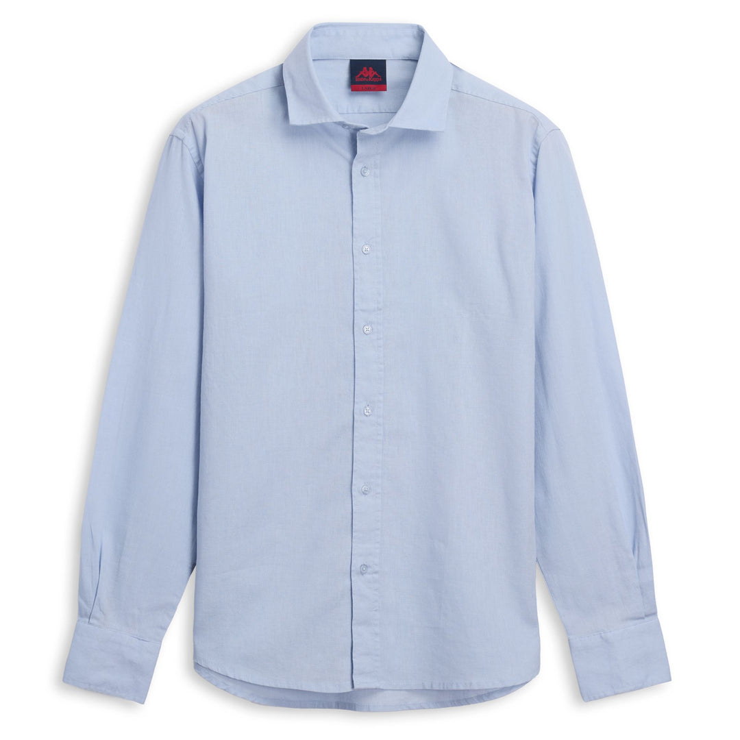 Blue Men's Slim Fit Casual Linen Cotton Long-Sleeve Shirt 01