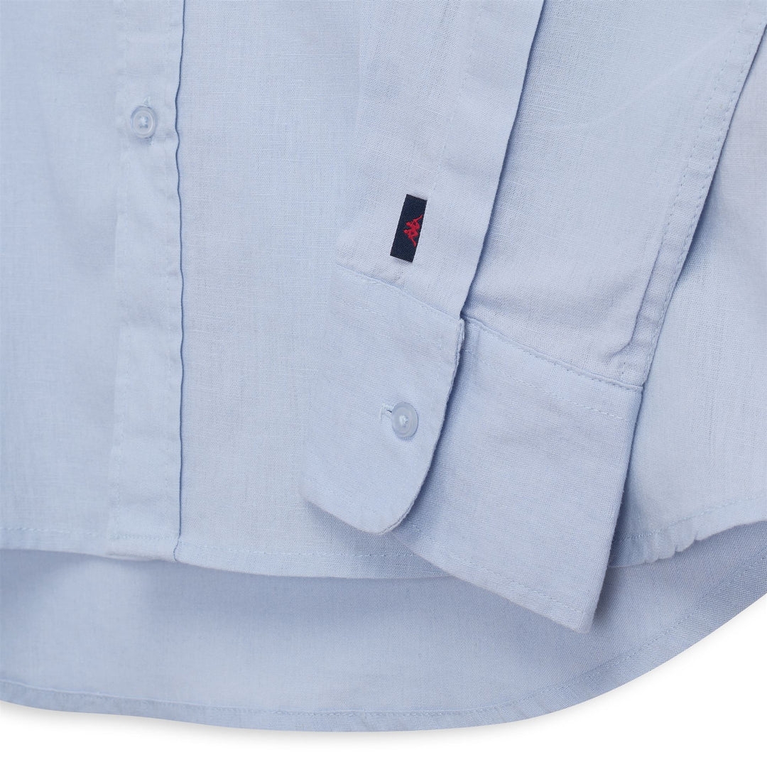 Camicia casual a maniche lunghe in lino e cotone vestibilità slim da uomo blu main