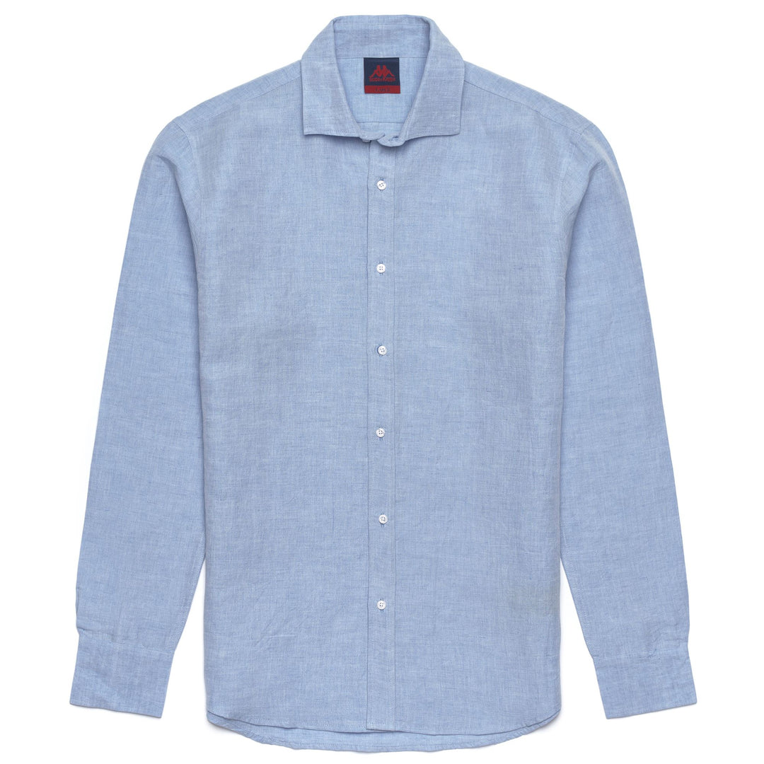 Azure blue Men's Classic Linen-Cotton Shirt with Slim Fit 01