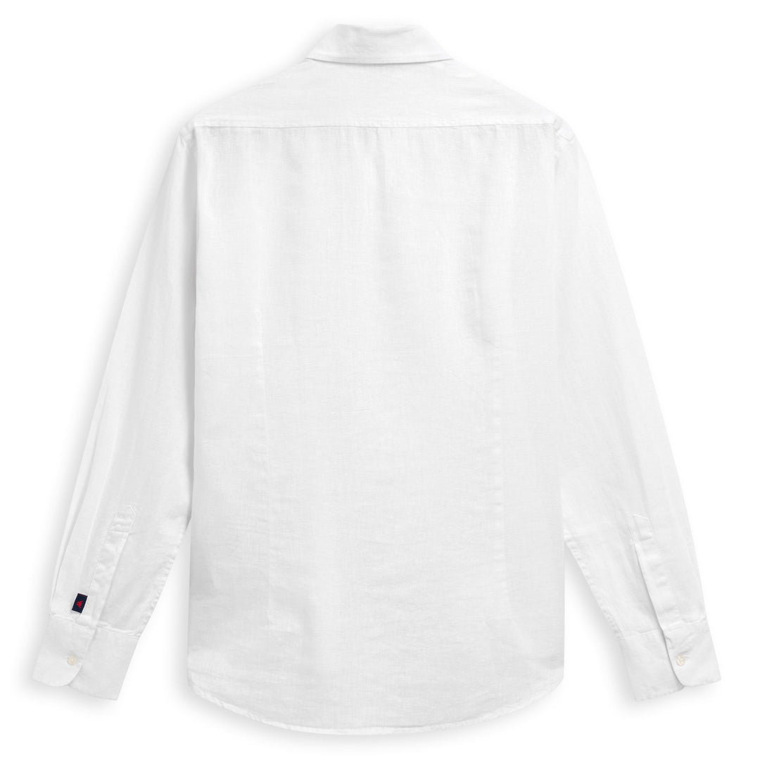 Camicia classica slim fit da uomo bianca in misto lino e cotone main