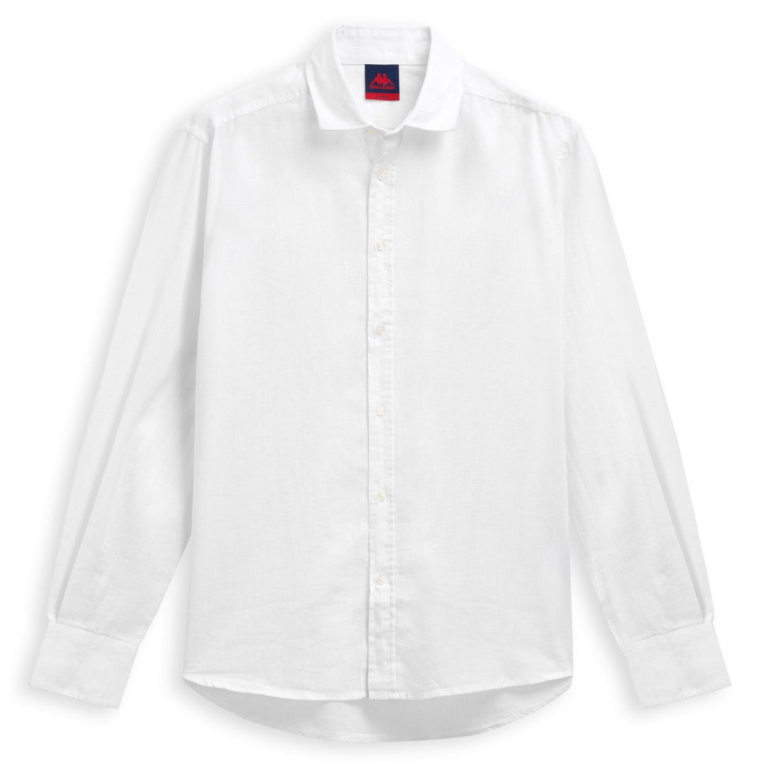 White Men's Classic Slim Fit Shirt in Linen Cotton Blend 01