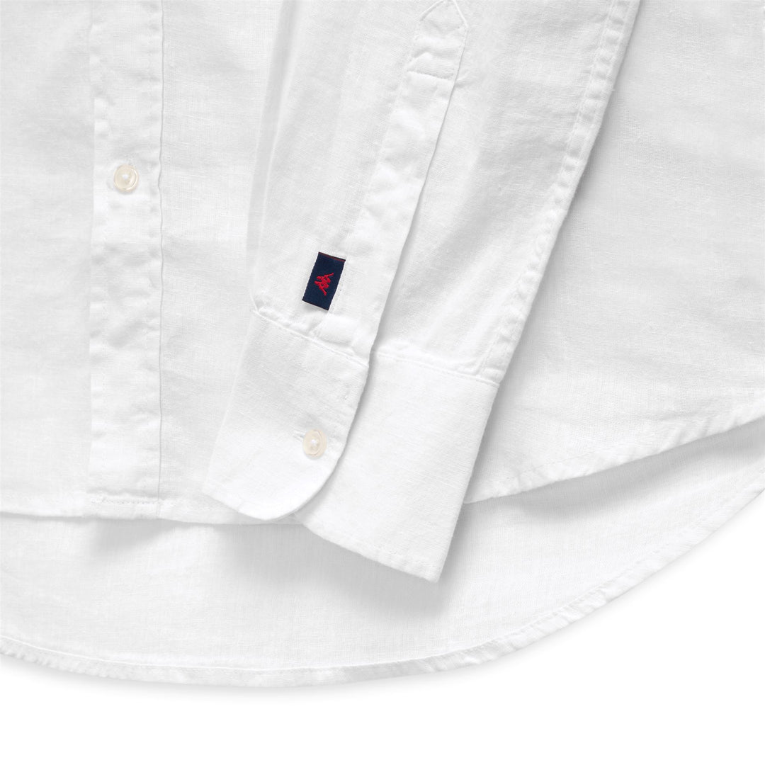 Chemise blanche à manches longues en lin, coupe ajustée, pour homme main